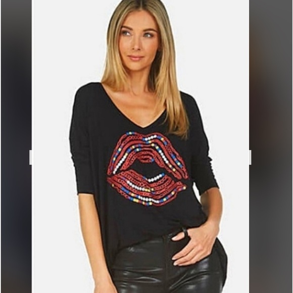 New Lauren Moshi Bracelet Lip Draped Tee - Picture 8 of 9